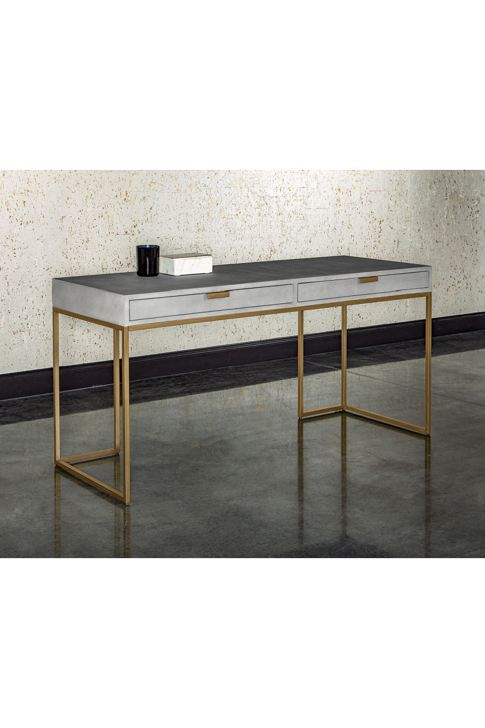 Modern European furniture - Gray Shagreen 2-Drawer Desk - www.oroa.com