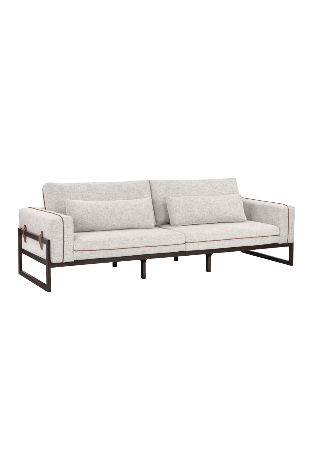 Modern European furniture - Brown Leather Piped Sofa - www.oroa.com