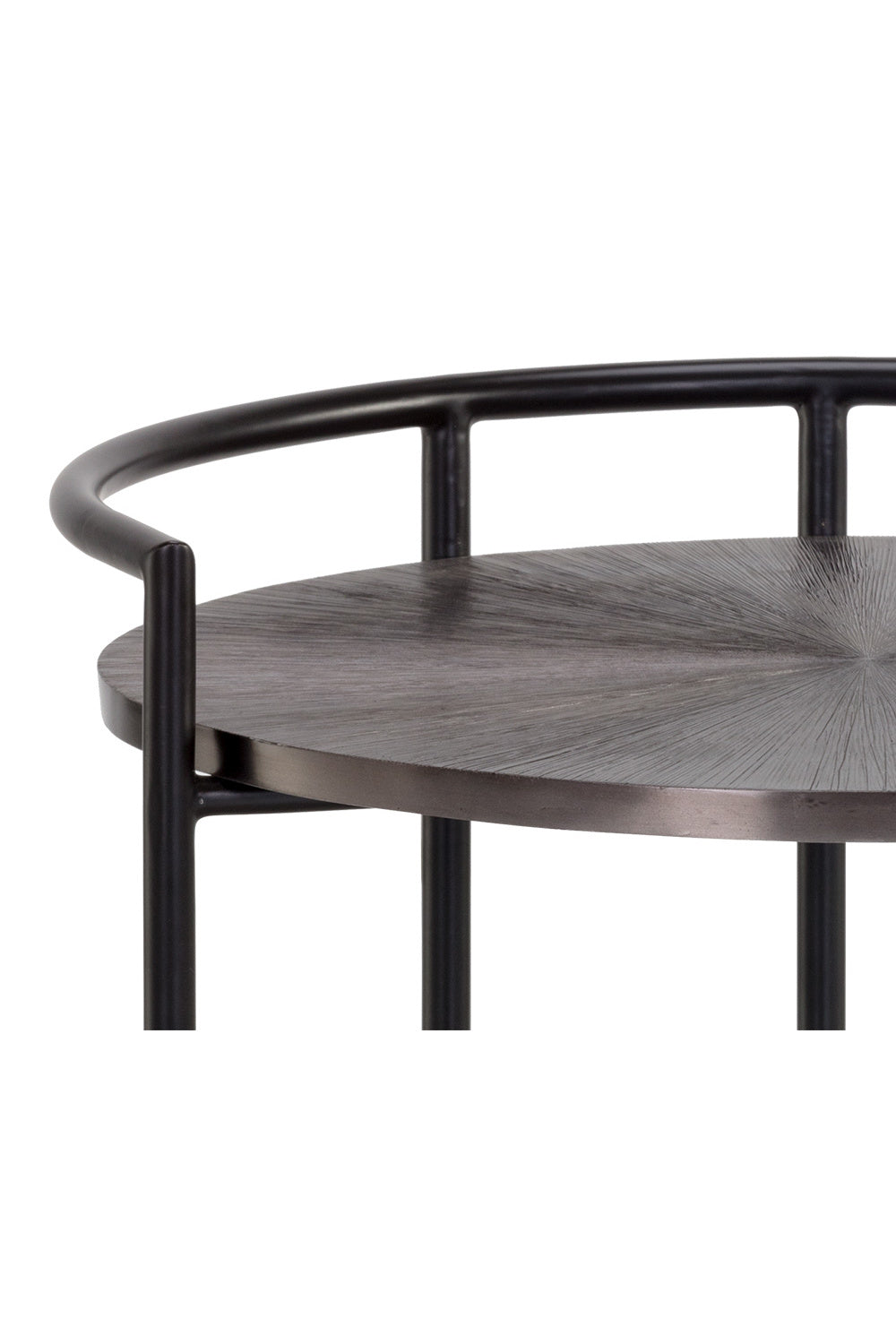 Modern European furniture - Round Gunmetal & Marble Nightstand - www.oroa.com