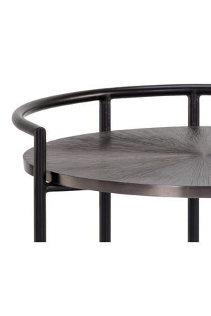 Modern European furniture - Round Gunmetal & Marble Nightstand - www.oroa.com