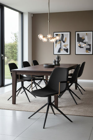 Modern European furniture - Black Leather Swivel Dining Chair - www.oroa.com