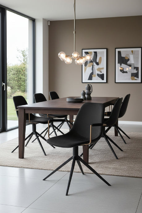Modern European furniture - Black Leather Swivel Dining Chair - www.oroa.com