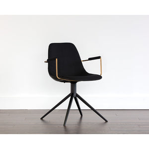 Modern European furniture - Black Leather Swivel Dining Chair - www.oroa.com