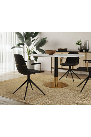 Modern European furniture - Black Leather Swivel Dining Chair - www.oroa.com