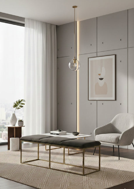 Modern European furniture - Rustic Bronze Frame Bench - www.oroa.com