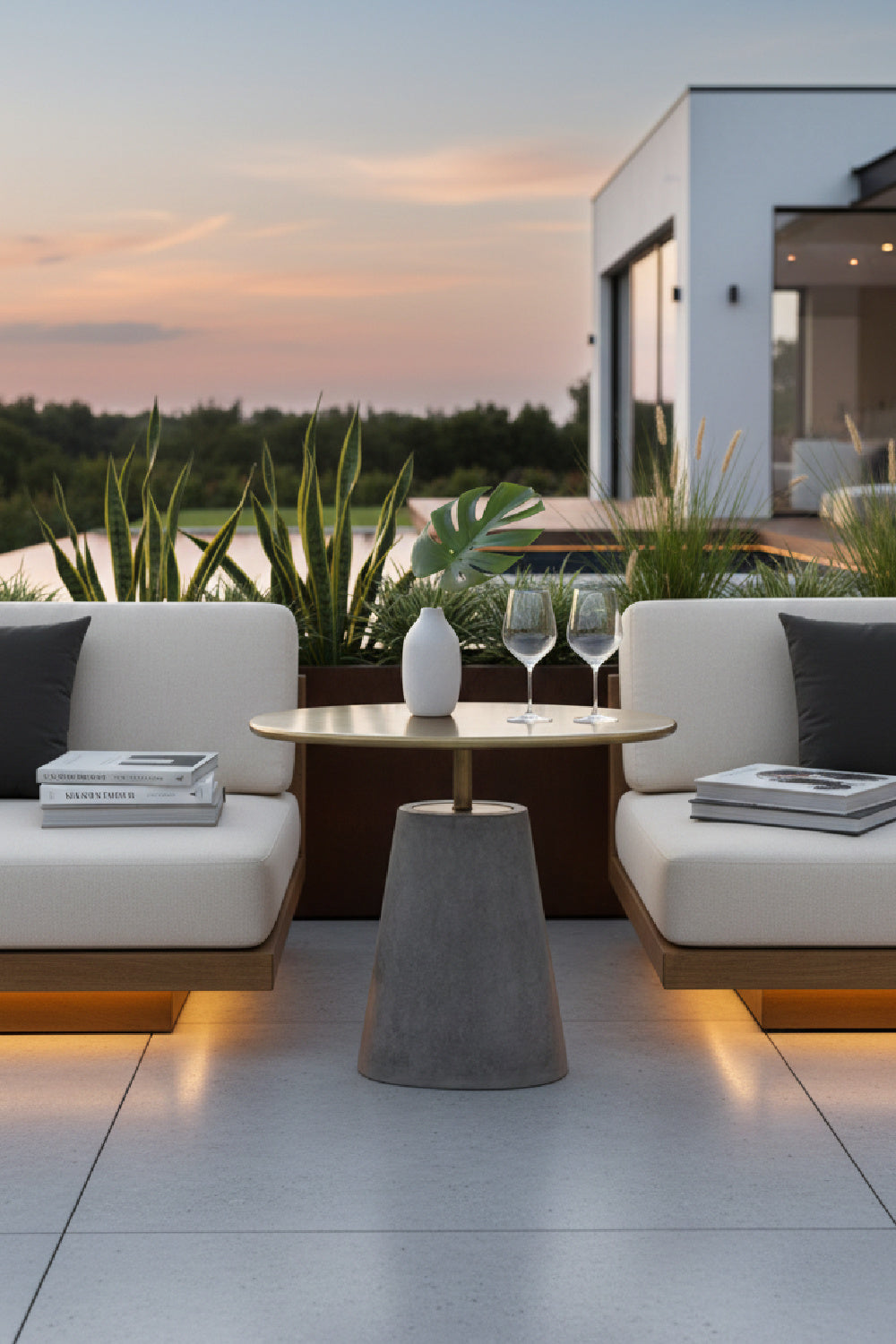 Modern European furniture - Oval Brass Indoor/Outdoor Side Table - www.oroa.com