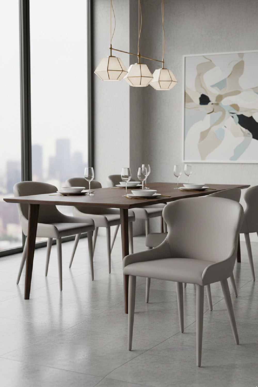   Modern European furniture - Taupe Leather Dining Chairs (2) - www.oroa.com | Oroa.com