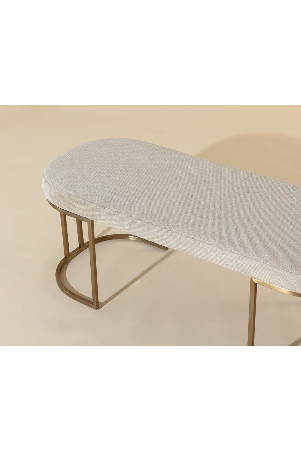   Modern European furniture - Oval Cream Fabric Bench - www.oroa.com | Oroa.com