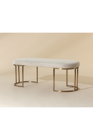   Modern European furniture - Oval Cream Fabric Bench - www.oroa.com | Oroa.com