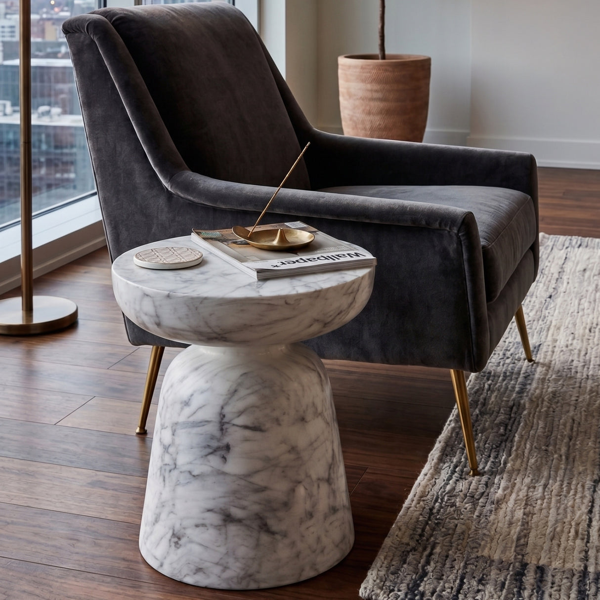  Marble-Look Indoor/Outdoor End Table | Oroa.com
