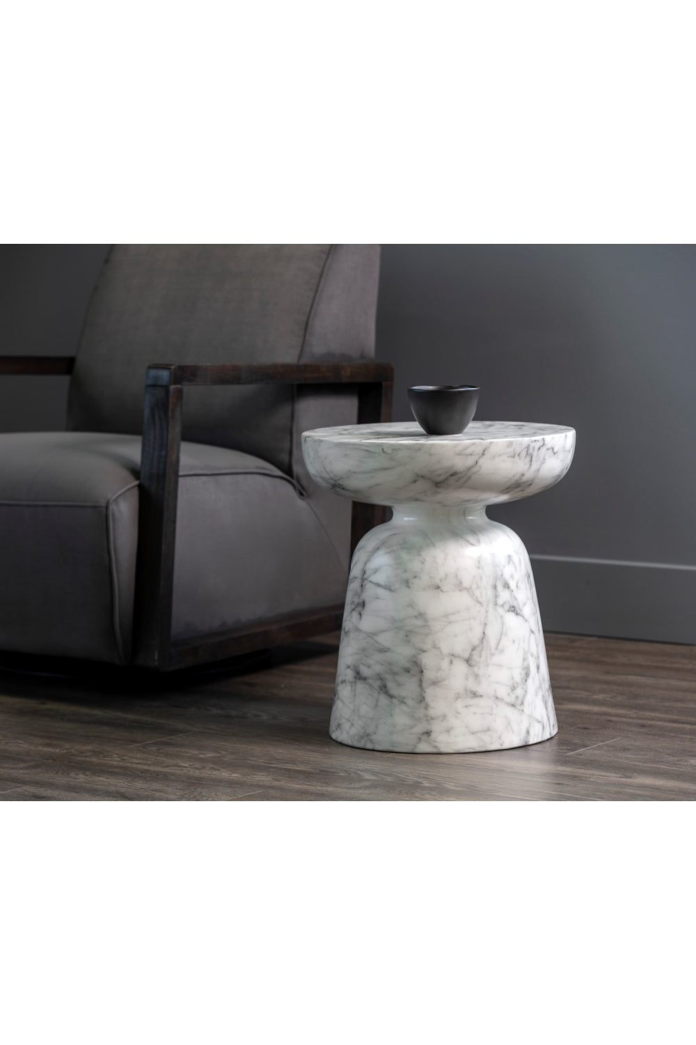 Modern European furniture - Marble-Look Indoor/Outdoor End Table - www.oroa.com