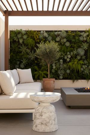 Modern European furniture - Marble-Look Indoor/Outdoor End Table - www.oroa.com