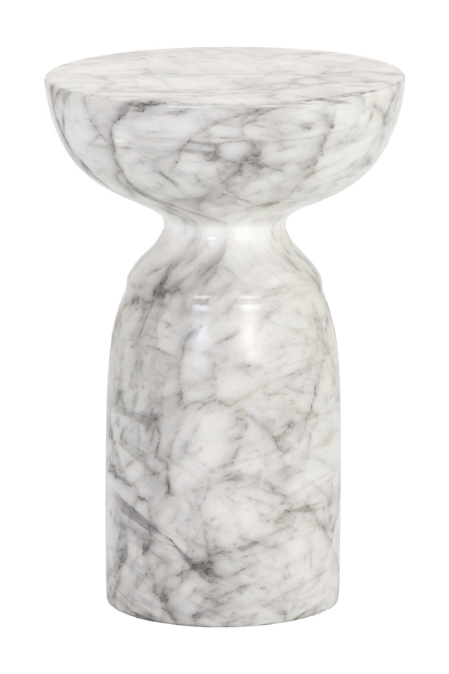 Modern European furniture - Round Marble-Look Indoor/Outdoor End Table - www.oroa.com