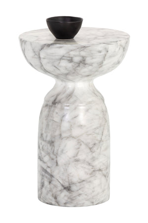 Modern European furniture - Round Marble-Look Indoor/Outdoor End Table - www.oroa.com