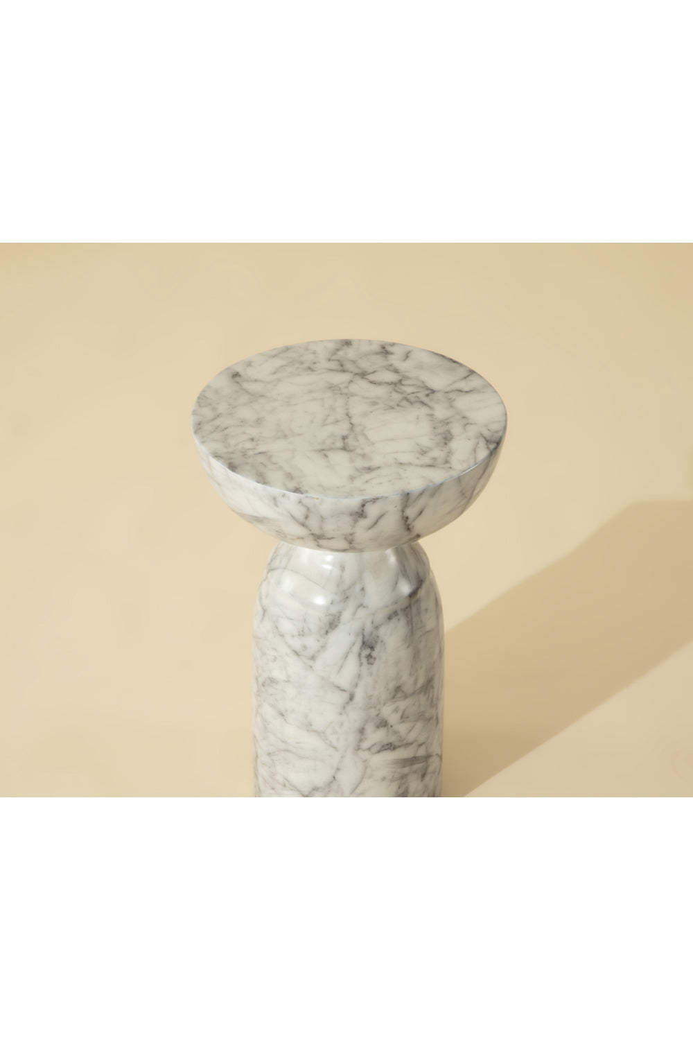 Modern European furniture - Round Marble-Look Indoor/Outdoor End Table - www.oroa.com