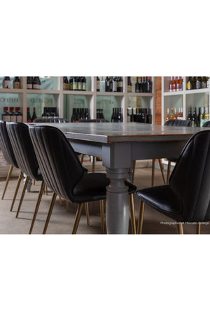 Modern European furniture - Channeled Leather Look Dining Chairs (2) - www.oroa.com