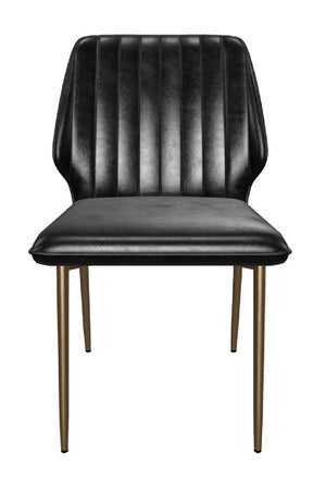 Modern European furniture - Channeled Leather Look Dining Chairs (2) - www.oroa.com