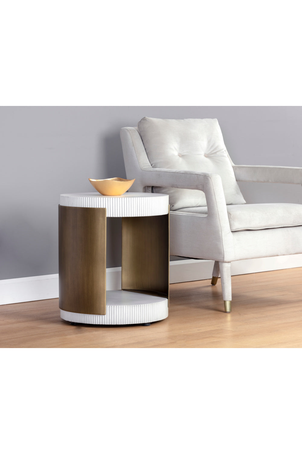 Modern European furniture - White Ridged Indoor/Outdoor End Table - www.oroa.com