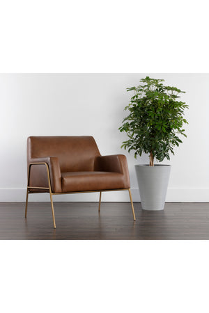 Modern European furniture - Vintage Brown Leather Lounge Chair - www.oroa.com