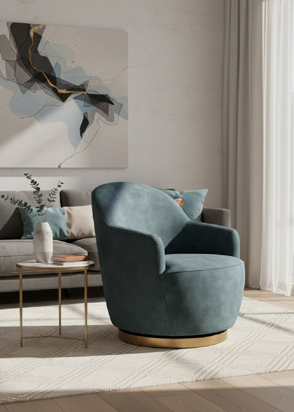 Modern European furniture - Barrel-Back Swivel Lounge Chair - www.oroa.com