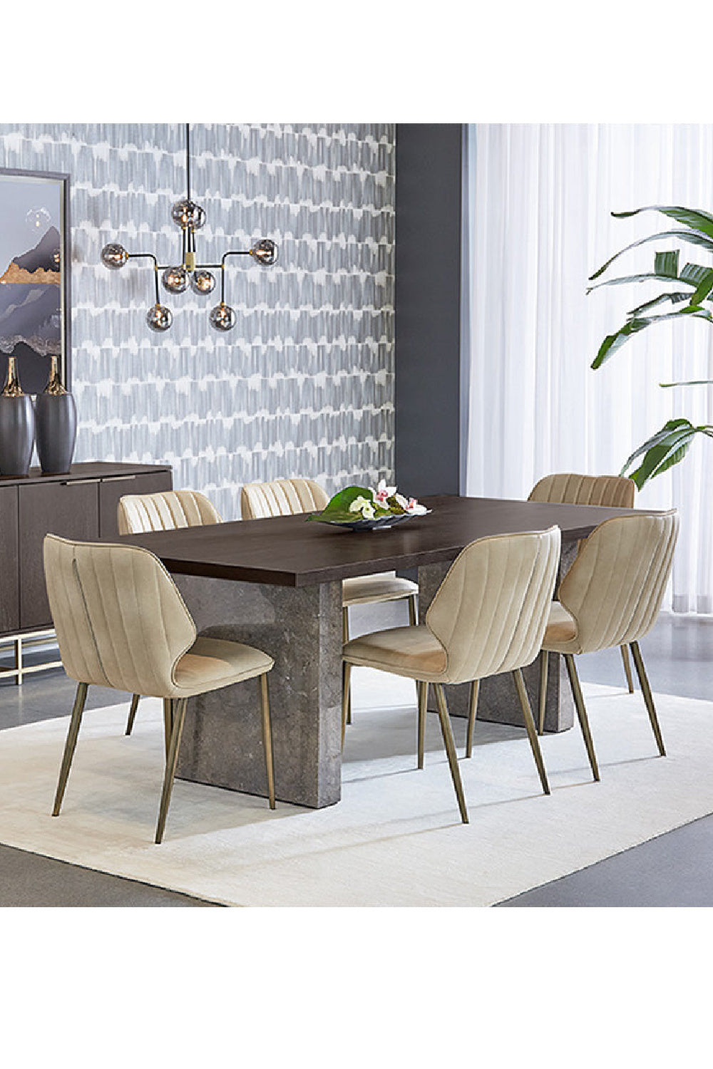 Modern European furniture - Channeled Leather Look Dining Chairs (2) - www.oroa.com
