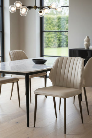 Modern European furniture - Channeled Leather Look Dining Chairs (2) - www.oroa.com