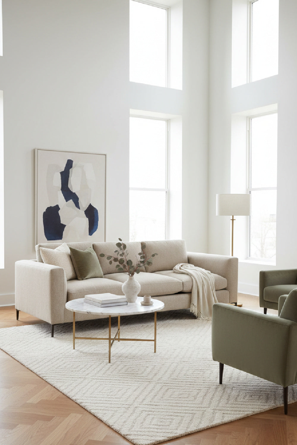 Modern European furniture - Fabric Sofa with Reversible Cushions - www.oroa.com