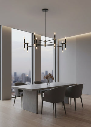 Modern European furniture - Black Tubes 16-Light Chandelier - www.oroa.com