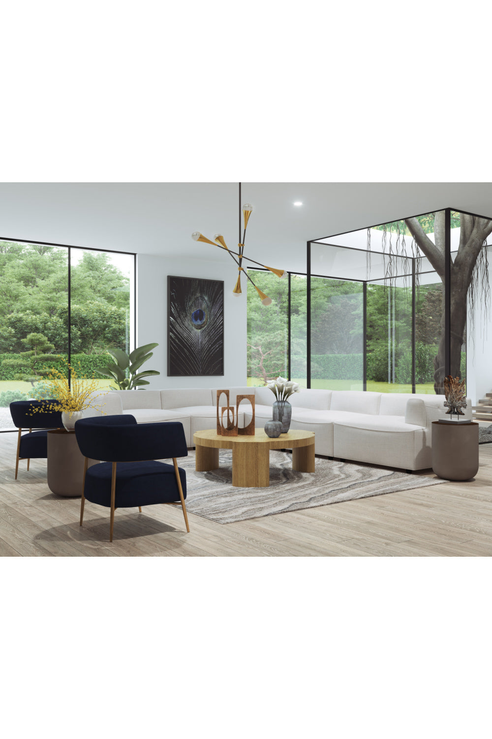 Modern European furniture - Antique Brass Legs Lounge Chair - www.oroa.com