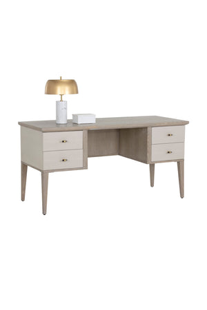 Modern European furniture - Cream Shagreen 4-Drawer Desk - www.oroa.com