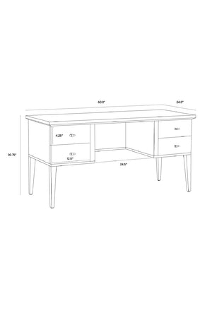 Modern European furniture - Cream Shagreen 4-Drawer Desk - www.oroa.com