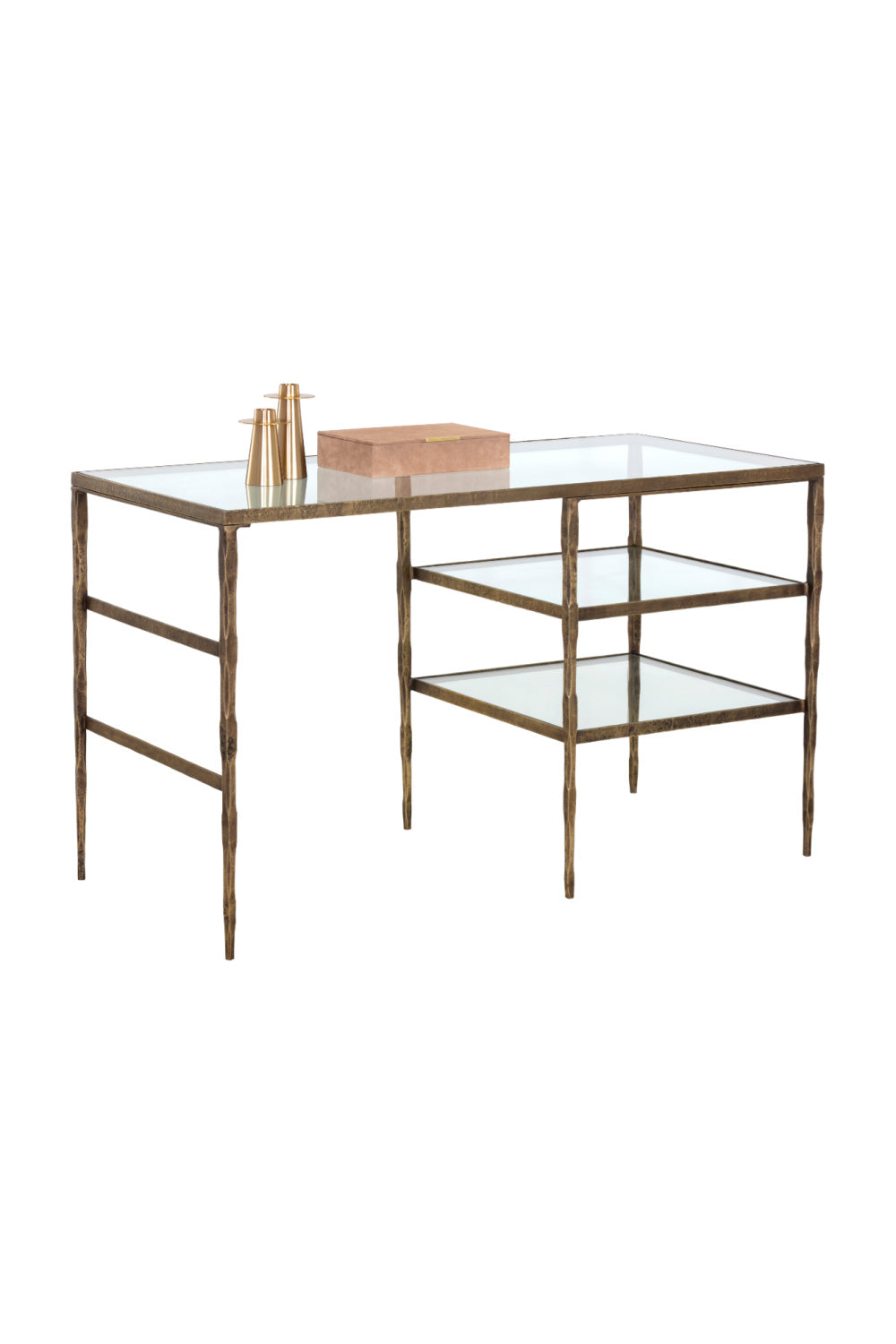   Modern European furniture - Glass 2-Shelf Desk - www.oroa.com | Oroa.com