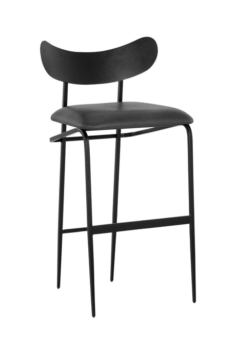 Modern European furniture - Black Sculpted Back Bar Stool - www.oroa.com