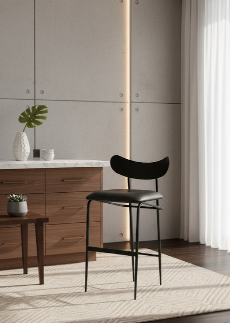 Modern European furniture - Black Sculpted Back Bar Stool - www.oroa.com