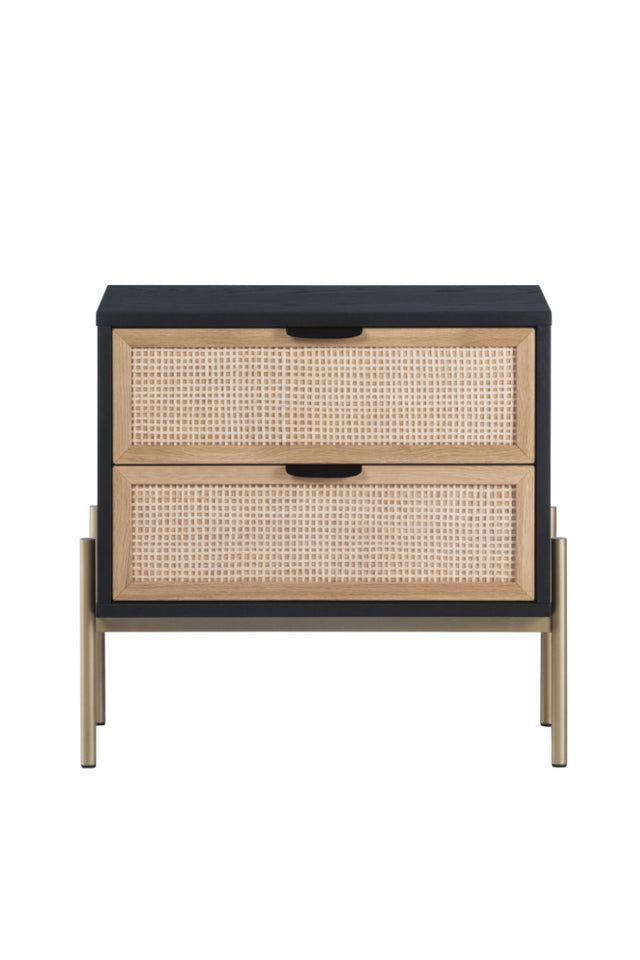 Modern European furniture - Black Oak Nightstand with Rattan Drawers - www.oroa.com