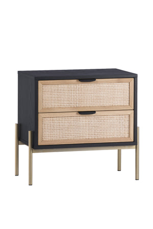 Modern European furniture - Black Oak Nightstand with Rattan Drawers - www.oroa.com