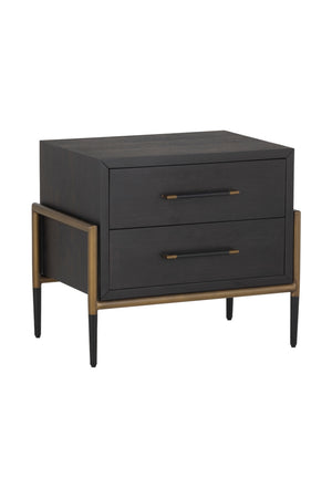 Modern European furniture - Acacia Veneer 2-Drawer Nightstand - www.oroa.com