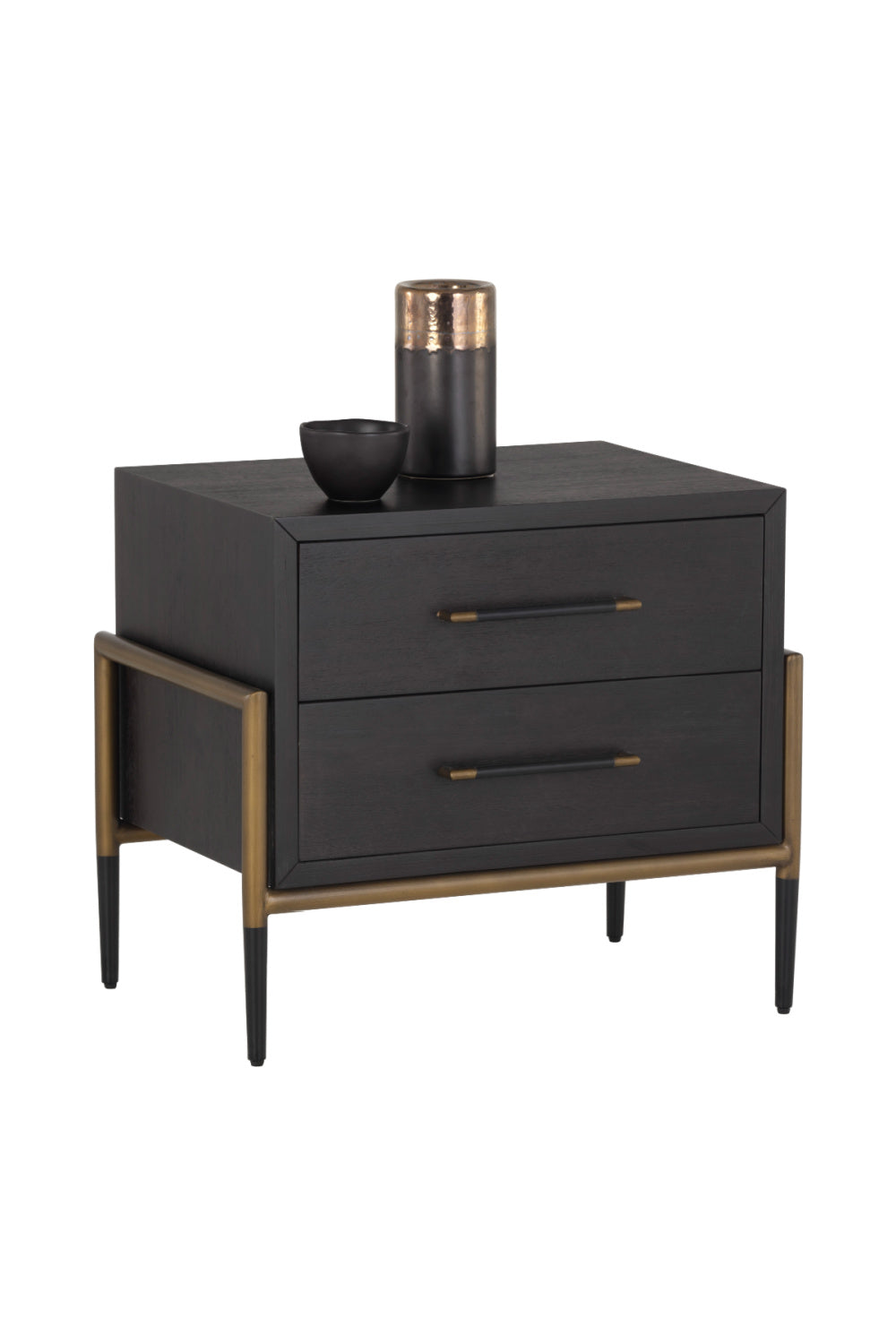 Modern European furniture - Acacia Veneer 2-Drawer Nightstand - www.oroa.com
