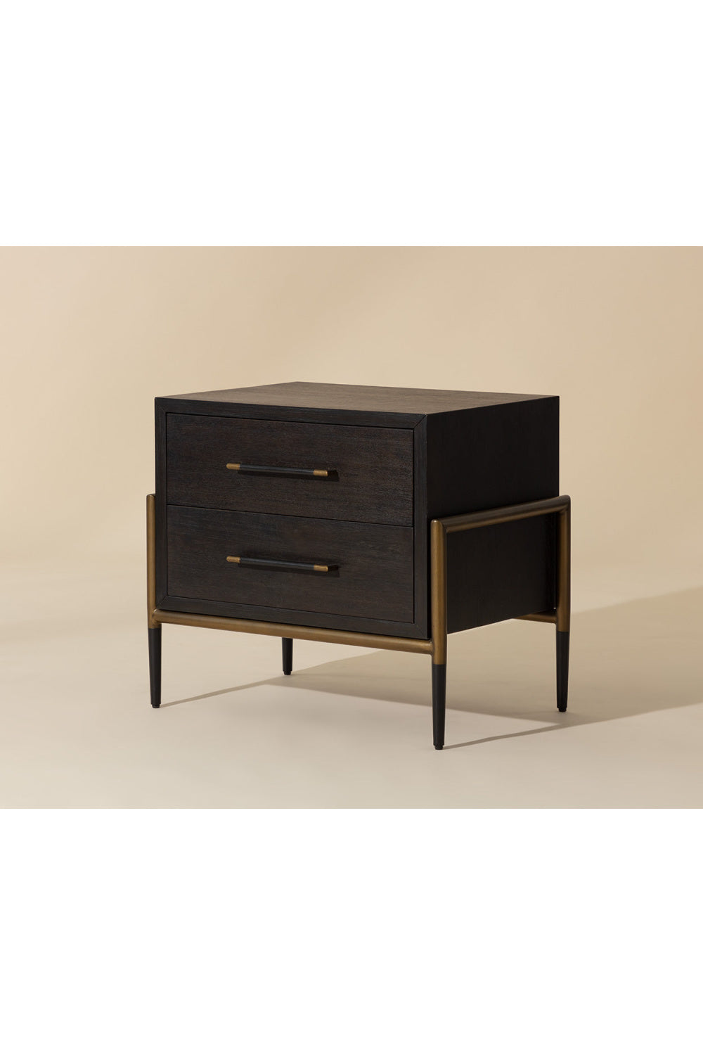 Modern European furniture - Acacia Veneer 2-Drawer Nightstand - www.oroa.com