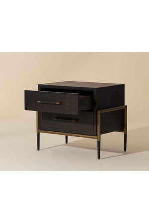 Modern European furniture - Acacia Veneer 2-Drawer Nightstand - www.oroa.com
