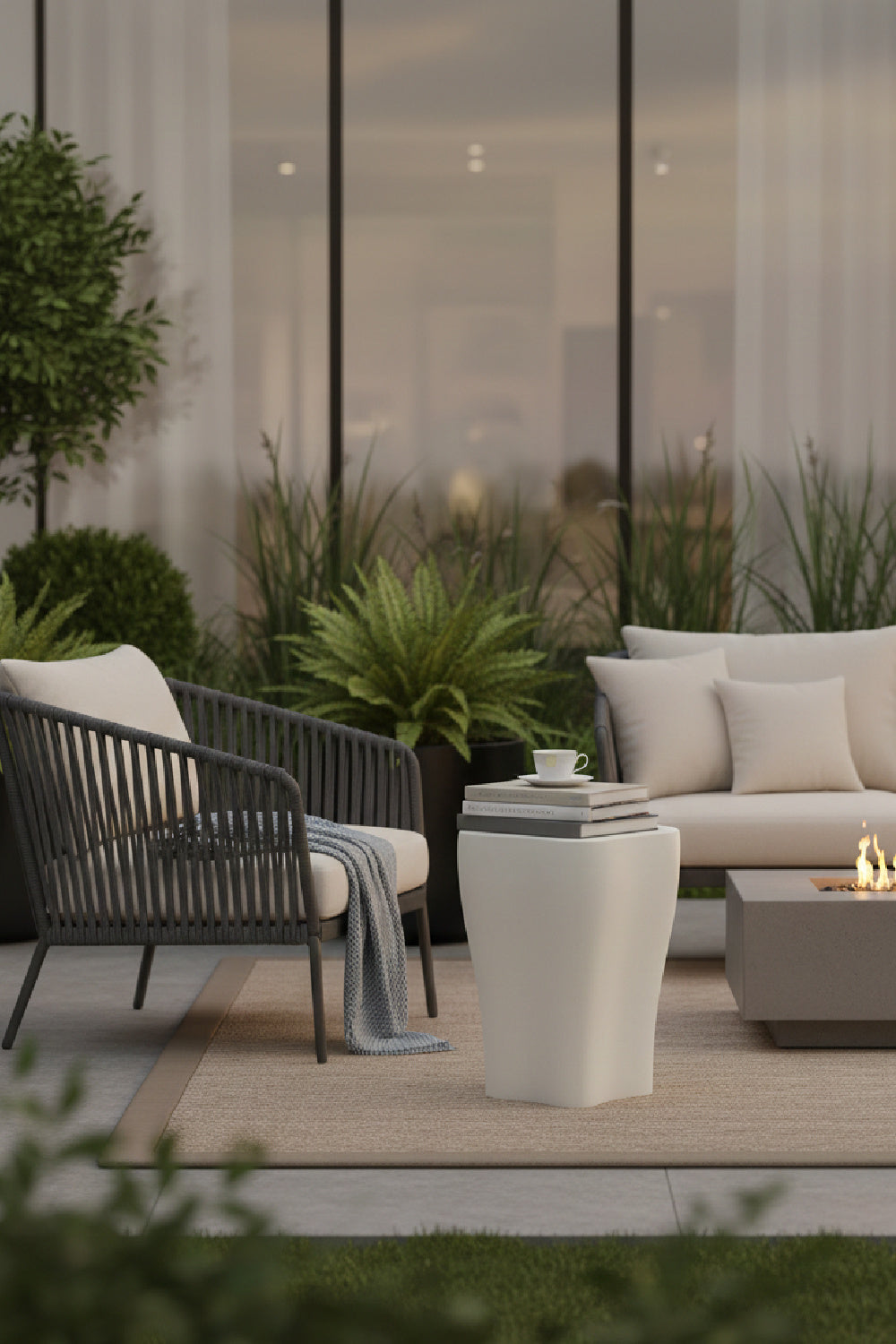 Modern European furniture - White Freeform Indoor/Outdoor End Table S - www.oroa.com