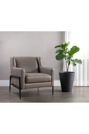 Modern European furniture - Gray Leather Modern Lounge Chair - www.oroa.com