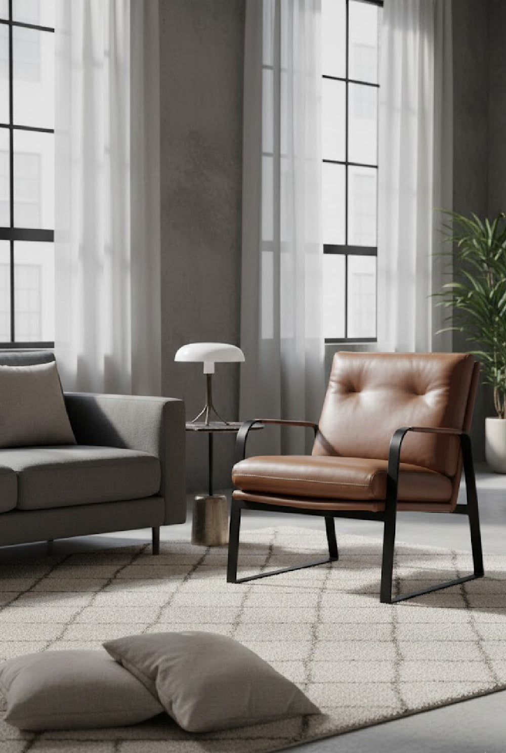 Brown Leather Industrial Lounge Chair | Splendido Sterling | Oroa.com