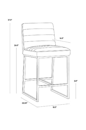 Modern Channel-Tufted Counter Stool | Splendido Spyros | Oroa.com