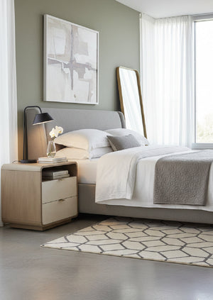 Modern European furniture - Cream Acacia 2-Drawer Nightstand - www.oroa.com