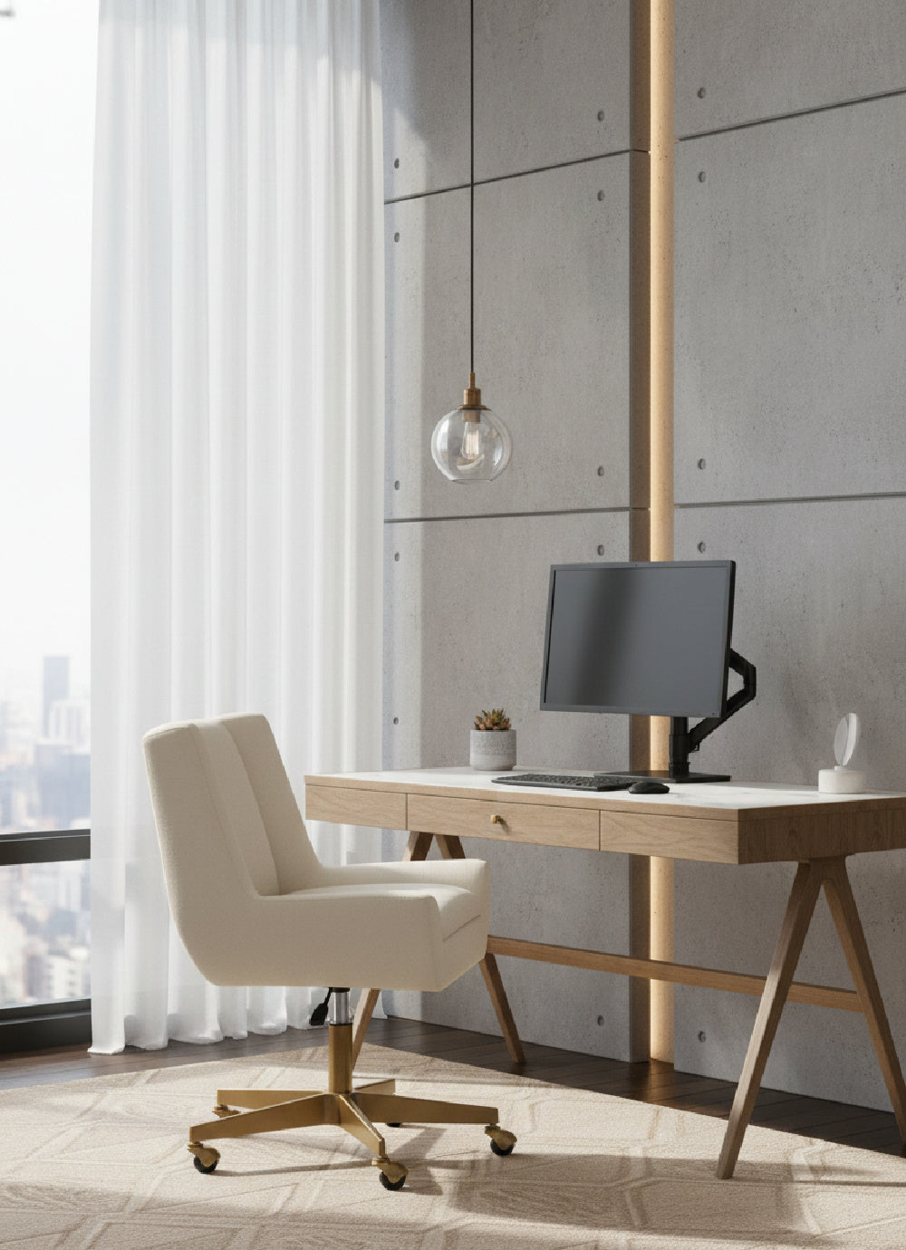 Modern European furniture - White Upholstered Office Chair - www.oroa.com