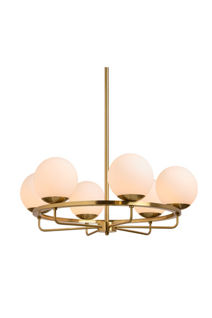 Gold Framed White Glass Chandelier | Splendido Eliora | Oroa.com