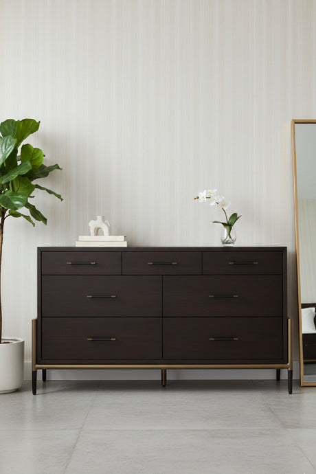 Modern European furniture - Brown Acacia 7-Drawer Dresser - www.oroa.com