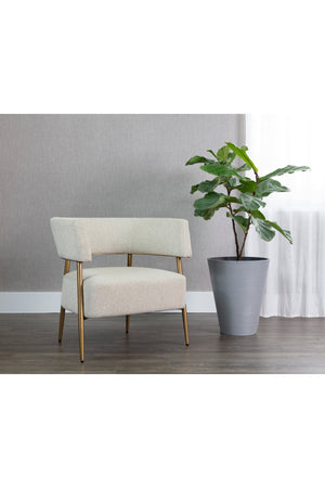 Modern European furniture - Antique Brass Legs Lounge Chair - www.oroa.com
