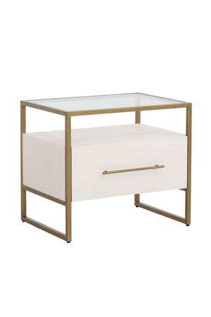 Modern European furniture - Cream Shagreen 1-Drawer Nightstand - www.oroa.com